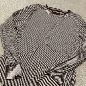 Aerie Long Sleeve Striped Top - Brown and Cream w/ Gold Glitter